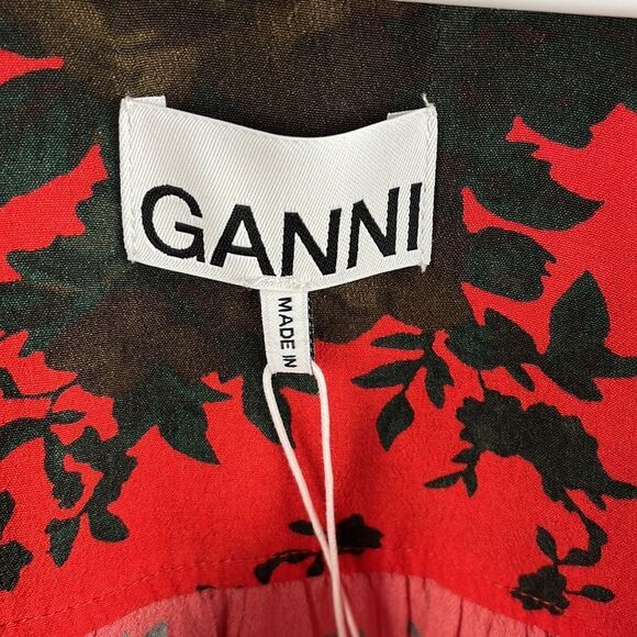 Ganni Red and Black Floral Dress - Picture 7 of 14
